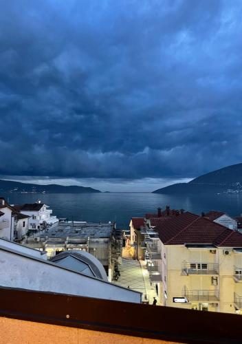 a view of a city with buildings and the ocean at Vila Pašić in Igalo