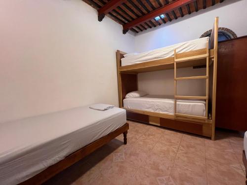 a bedroom with two bunk beds in it at Hostal Patio Nómada in Mérida