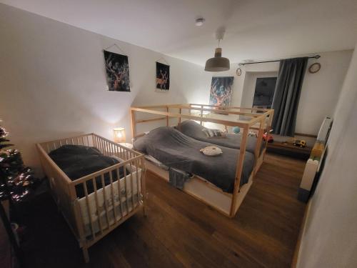 Postel nebo postele na pokoji v ubytování Le Grand Cerf gîte citadin