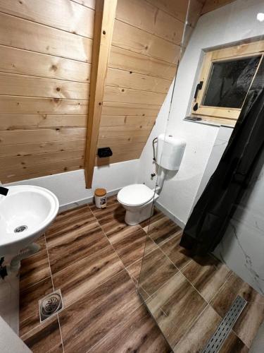 un baño con inodoro y lavabo en Camp Danis plav, en Plav