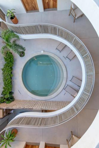 an overhead view of a pool in a building at Casa Los Dichos in Brisas de Zicatela