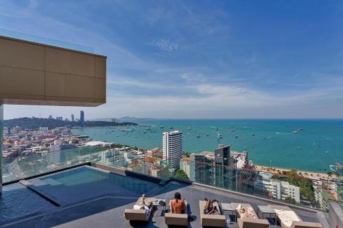 a view of the ocean from a building at Edge Central Pattaya Sea view High Floor 23,26 in Pattaya