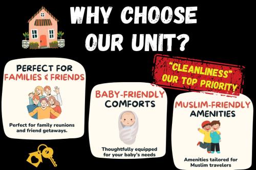 a set of four coffee cups with the words why choose our unit at Georgetown Skypool Urban 3BR Family & Baby-Friendly 9pax Seaview Penang in Jelutong