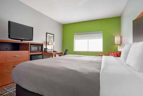 a hotel room with a bed and a flat screen tv at Quality Inn & Suites Birmingham - Highway 280 in Birmingham