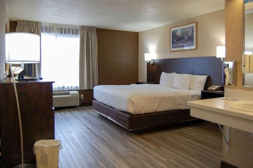 a hotel room with a bed and a sink at Quality Inn Homestead Park in Billings