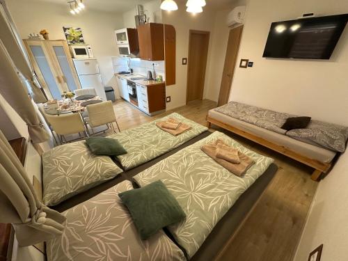 Postel nebo postele na pokoji v ubytování Apartmán LOSONCI Nesvady- pre 2 osoby štúdio