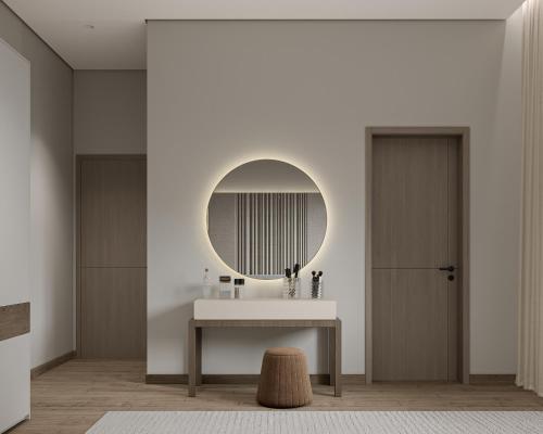 a bathroom with a sink and a mirror at Liora ليورا in Riyadh
