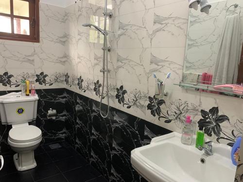 a bathroom with a toilet and a sink at Casa Bianconera in Colombo