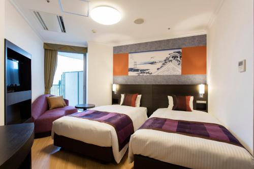 兩國美景酒店房間的床