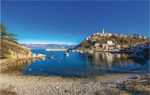 a large body of water with a town on a hill at Pet Friendly Home In Vrbnik With Wifi in Vrbnik