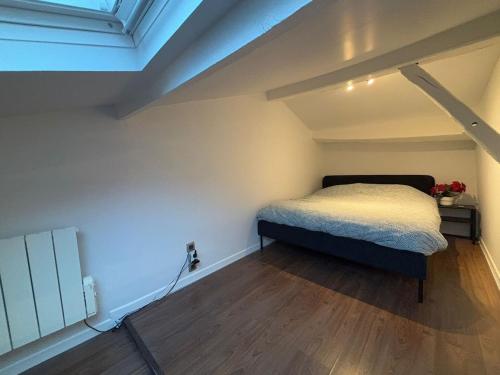 a bedroom with a bed in an attic at Charmant duplex in Clermont-Ferrand