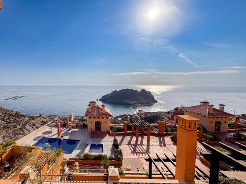 an aerial view of a house and the ocean at MIRADOR del Paraiso - By Aloha Palma in Águilas