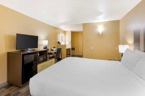 a hotel room with a bed and a flat screen tv at Best Western Fallon Inn & Suites in Fallon