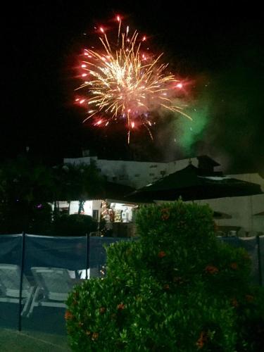 a firework display in the sky at night at Hotel Villa Ricaurte in Girardot