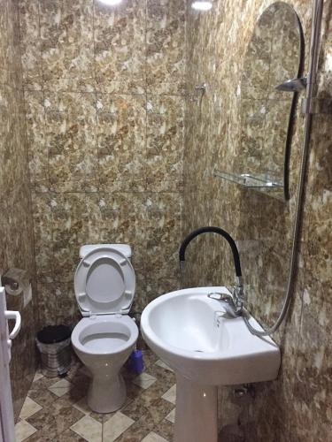 a bathroom with a toilet and a sink at The Sindh Hostel Tbilisi in Tbilisi City
