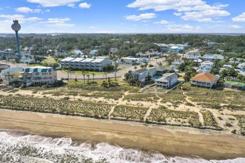 an aerial view of a beach with houses and condos at Ocean front Rental 101-3 in Tybee Island