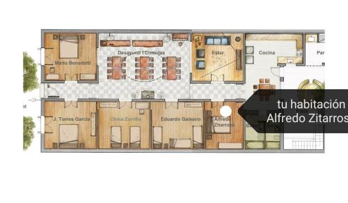 a floor plan of a villa with at Habitaciones en Casa Céntrica cerca de todo in Colonia del Sacramento