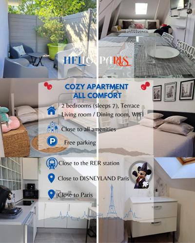 Modern cozy 3 rooms flat between Disney and Paris
