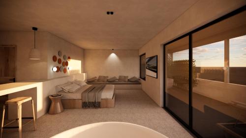 a rendering of a bedroom with a bed and a desk at La Gaia - Adult Only in Alanya