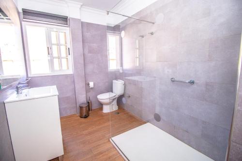 een badkamer met een toilet, een wastafel en een douche bij Rentaliday Villa Alta in Tijoco de Abajo