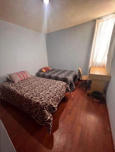a bedroom with a bed and a desk in it at Habitación doble CAPU in San Felipe Hueyotlipan