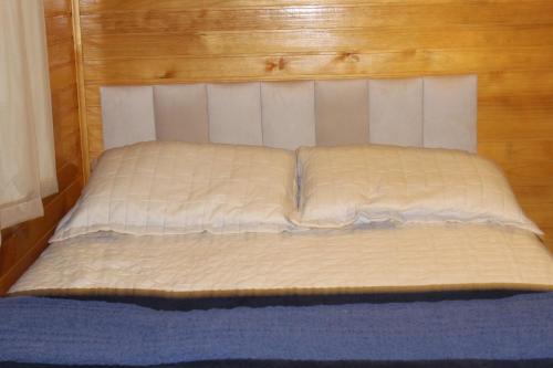 a bed with two pillows on top of it at Pousada Vila Felicita in São Valentim