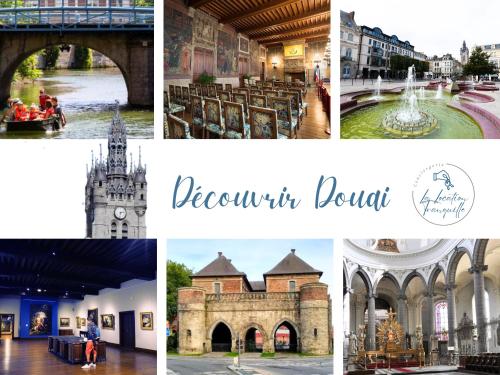 a collage of photos with different cities and buildings at Nid Urbain - Proche Tribunal - Centre - wifi - TV in Douai