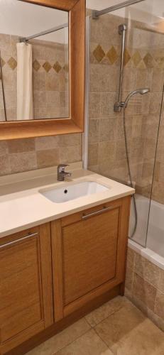 une salle de bain avec un lavabo et une douche dans l'établissement F3, 4 pers-Centre ville-Standing - Cavalaire-sur-Mer, à Cavalaire-sur-Mer