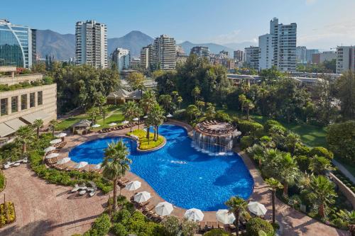an overhead view of a pool at a resort at Mandarin Oriental, Santiago in Santiago