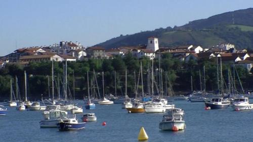 a bunch of boats sitting in the water at Hotel Uhainak in Hendaye