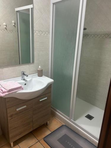 a bathroom with a sink and a shower at Ginevra house in Naples