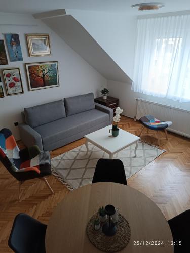 a living room with a couch and a table at Apartment Mosaic in Novi Sad