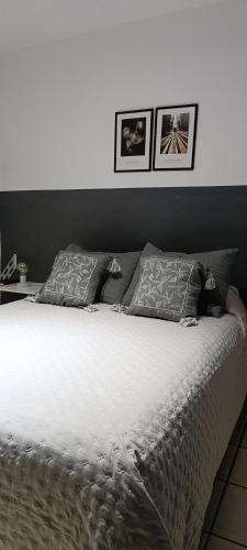 a bedroom with a white bed with two pillows at Departamento Alem in Posadas