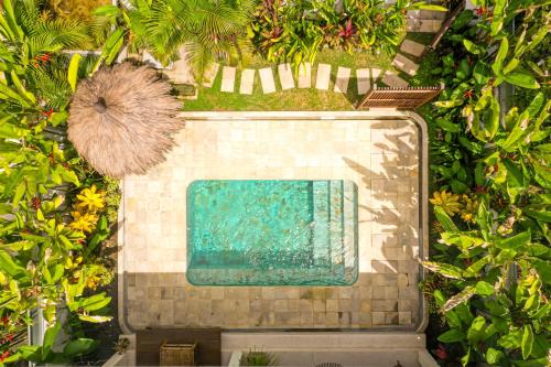 an overhead view of a swimming pool with plants at Private Pool Villa Retreat NAMU no4 no5 no6 in Kuta Lombok
