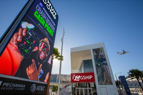 a large billboard in front of a building at Elev8 Hotel Los Angeles, LAX in Inglewood