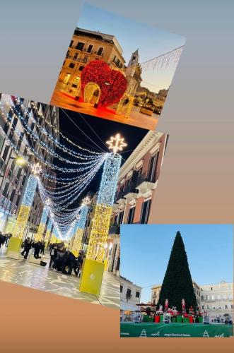 a collage of photos with a christmas tree and buildings at B&B Via dell'Azzurra in Bari
