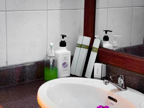 Koupelna v ubytování VPlus Hotel