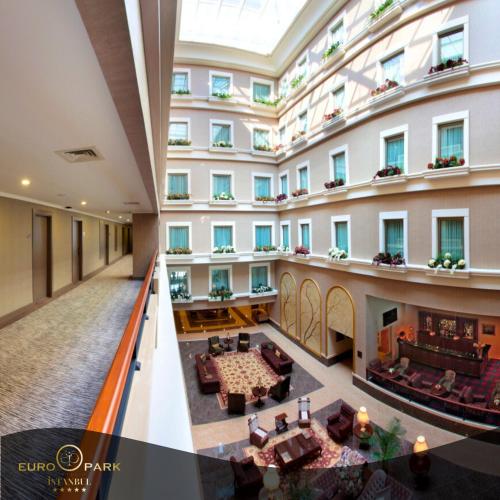an overhead view of the lobby of a hotel at Euro Park Otel in Istanbul