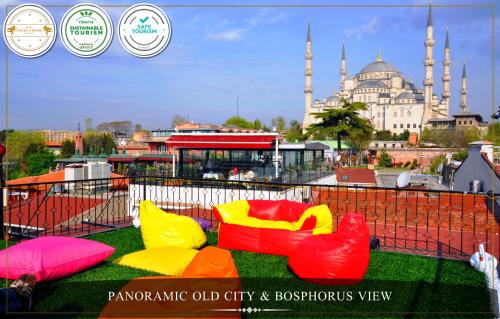 Nespecifikovaný výhled na destinaci Istanbul nebo výhled na město při pohledu z hotelu