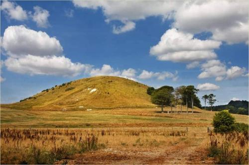 a hill in the middle of a field with a dirt road at The Snug - for Eurotunnel, North Downs Way & Golfing in Folkestone