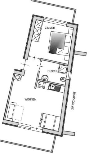 a floor plan of a small room with a room at Residence Viktoria in Castelrotto