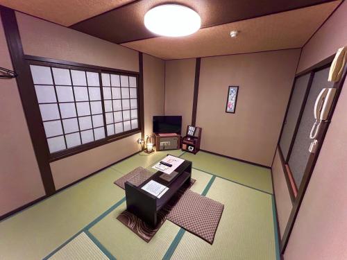 an overhead view of a japanese room at Ryoso Chatani in Kyoto