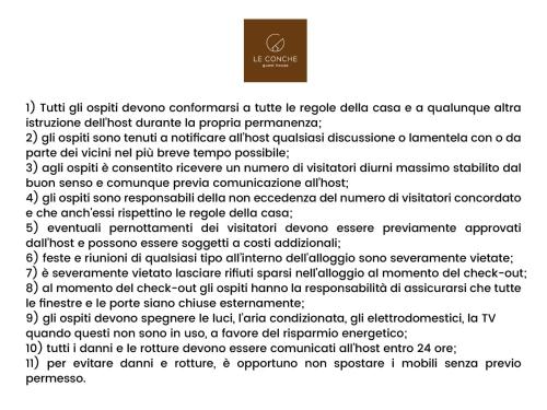 a block of text on a white background at Le Conche Guest House - Casamassima in Casamassima