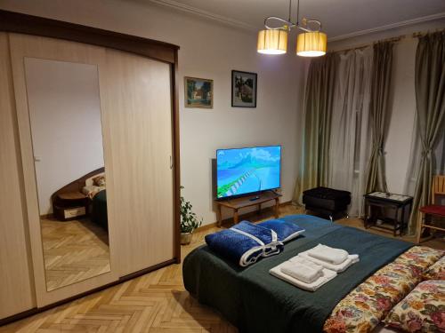 Postel nebo postele na pokoji v ubytování Kaunas Center Apartment