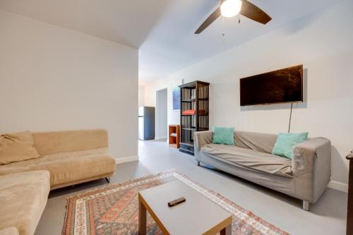 a living room with a couch and a table at San Marcos Apartment on 10 Acres about 6 Mi to TSU! in San Marcos