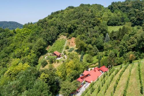 an aerial view of a farm on a hill at Zagorska Bajka in Krapina