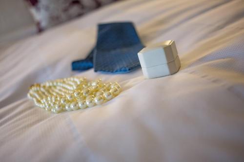 a group of white pills on a bed at Napa Valley Marriott Hotel & Spa in Napa