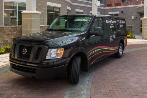 a black truck parked on a brick street at Residence Inn Raleigh-Durham Airport/Brier Creek in Raleigh