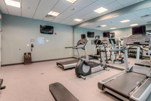 a gym with treadmills and ellipticals in a room at Residence Inn by Marriott Chapel Hill in Chapel Hill