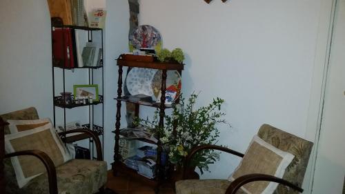 a living room with two chairs and a plant at B&B La Cà De La Frà in Gravedona